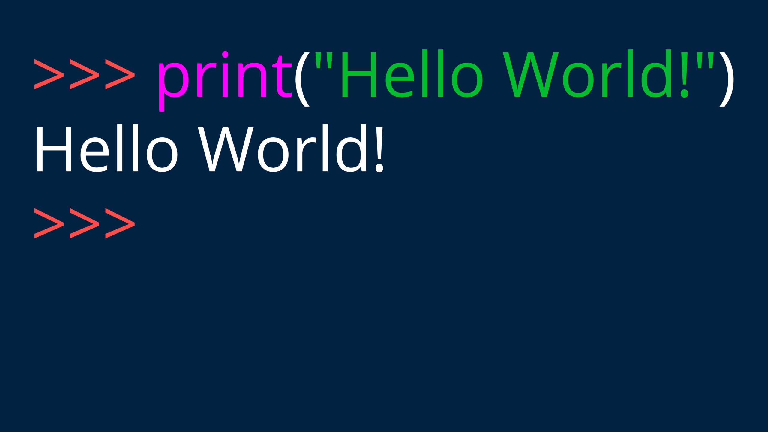 Code that displays 'Hello, World!' output.